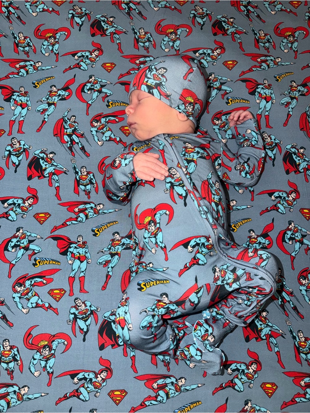 POSH PEANUT SWADDLE BEANIE SET WARNER BROTHERS SUPER MAN